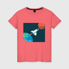 Женская футболка хлопок с принтом Маск SpaceX миссия на марс в Кировске, 100% хлопок | прямой крой, круглый вырез горловины, длина до линии бедер, слегка спущенное плечо | Тематика изображения на принте: earth | elon musk | mars | nasa | red planet | roscosmos | space | space shuttle | star | stars | астронавт | илон маск | класная планета | космический пейзаж | космонавт | летит на марс | наса | планета земля | роскосмос | спейс экс | спейс