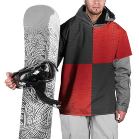 Накидка на куртку 3D с принтом Черно-красная Кожа в Кировске, 100% полиэстер |  | patchwork | skin | stripes | кожа | полосы