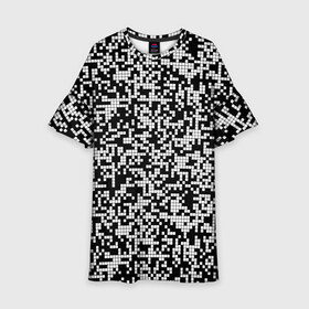 Детское платье 3D с принтом Пиксельная Текстура в Кировске, 100% полиэстер | прямой силуэт, чуть расширенный к низу. Круглая горловина, на рукавах — воланы | blackandwhite | pattern | pixels | пиксели | черно белый