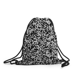 Рюкзак-мешок 3D с принтом Пиксельная Текстура в Кировске, 100% полиэстер | плотность ткани — 200 г/м2, размер — 35 х 45 см; лямки — толстые шнурки, застежка на шнуровке, без карманов и подкладки | blackandwhite | pattern | pixels | пиксели | черно белый