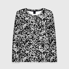 Женский лонгслив 3D с принтом Пиксельная Текстура в Кировске, 100% полиэстер | длинные рукава, круглый вырез горловины, полуприлегающий силуэт | blackandwhite | pattern | pixels | пиксели | черно белый