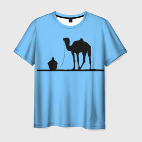 Мужская футболка 3D с принтом Верблюд в Кировске, 100% полиэфир | прямой крой, круглый вырез горловины, длина до линии бедер | выносливость | мощь | пустыня | спокойствие | тень