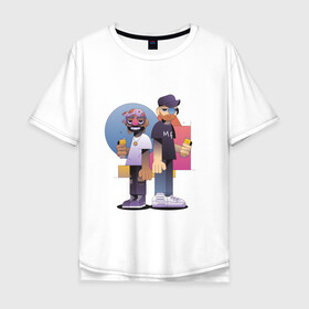 Мужская футболка хлопок Oversize с принтом Тони и Феррис в Кировске, 100% хлопок | свободный крой, круглый ворот, “спинка” длиннее передней части | gangster | music | people | крутой | мультфильм