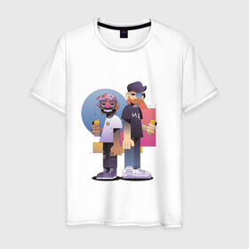Мужская футболка хлопок с принтом Тони и Феррис в Кировске, 100% хлопок | прямой крой, круглый вырез горловины, длина до линии бедер, слегка спущенное плечо. | gangster | music | people | крутой | мультфильм