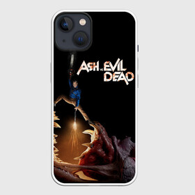 Чехол для iPhone 13 с принтом Эш против демона в Кировске,  |  | army of darkness | ash versus evil dead | ash williams | blood | book | boomstick | chainsaw | demon | groovy | gun | monster | necronomicon | zombie | армия тьмы | бензопила | бум палка | демон | зло | зомби | книга | кровь | монстр | некрономикон | ружь