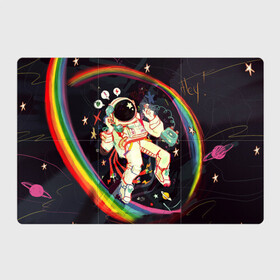 Магнитный плакат 3Х2 с принтом Космонавт в Кировске, Полимерный материал с магнитным слоем | 6 деталей размером 9*9 см | Тематика изображения на принте: арт | значки | космонавт | космос | надписи | радуга | цветное