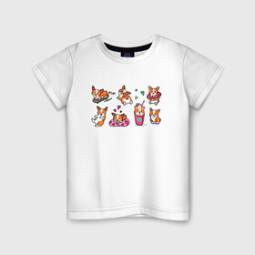 Детская футболка хлопок с принтом Плюшевый корги в Кировске, 100% хлопок | круглый вырез горловины, полуприлегающий силуэт, длина до линии бедер | dogs | корги | маленькие собаки | пёс | собака | стикеры