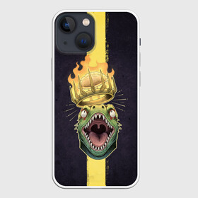 Чехол для iPhone 13 mini с принтом King Caiman в Кировске,  |  | Тематика изображения на принте: anime | caiman | dorohedoro | kaiman | magician killer | manga | nikaido | noi | shin | аниме | дорохедоро | кайман | маги | магия | манга | никадо | нои | шин