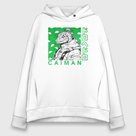 Женское худи Oversize хлопок с принтом Caiman Dorohedoro в Кировске, френч-терри — 70% хлопок, 30% полиэстер. Мягкий теплый начес внутри —100% хлопок | боковые карманы, эластичные манжеты и нижняя кромка, капюшон на магнитной кнопке | Тематика изображения на принте: anime | caiman | dorohedoro | kaiman | magician killer | manga | nikaido | noi | shin | аниме | дорохедоро | кайман | маги | магия | манга | никадо | нои | шин