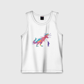 Детская майка хлопок с принтом Динозавр на поводке в Кировске,  |  | art | dino | dinosaur | dinosaurus | neon | roar | t rex | t rex merch | арт | детский рисунок | динозавр мерч | иллюстрация | неон | рекс | рисунок динозавра | рычащий динозавр | страшные динозавры | т рекс | тираннозавр