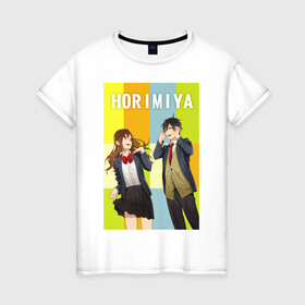 Женская футболка хлопок с принтом horimiya в Кировске, 100% хлопок | прямой крой, круглый вырез горловины, длина до линии бедер, слегка спущенное плечо | anime | horimiya | kawaii | manga | shoujo | shoujomanga | аниме | манга | хоримия
