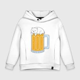 Детское худи Oversize хлопок с принтом Beer Cat в Кировске, френч-терри — 70% хлопок, 30% полиэстер. Мягкий теплый начес внутри —100% хлопок | боковые карманы, эластичные манжеты и нижняя кромка, капюшон на магнитной кнопке | animal | beer | cat | cute | kitty | meow | друг | животные | киска | китти | кот | котенок | котик | котэ | кошечка | кошка | лев | леопард | милый | мур | мяу | пантера | питомец | рысь | тигр