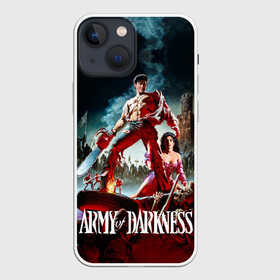 Чехол для iPhone 13 mini с принтом Эш и армия тьмы в Кировске,  |  | army of darkness | ash versus evil dead | ash williams | blood | book | boomstick | chainsaw | demon | groovy | gun | monster | necronomicon | zombie | армия тьмы | бензопила | бум палка | демон | зло | зомби | книга | кровь | монстр | некрономикон | ружь