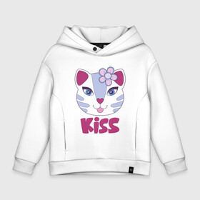 Детское худи Oversize хлопок с принтом Kiss Cat в Кировске, френч-терри — 70% хлопок, 30% полиэстер. Мягкий теплый начес внутри —100% хлопок | боковые карманы, эластичные манжеты и нижняя кромка, капюшон на магнитной кнопке | animal | cat | cute | kitty | meow | друг | животные | киска | китти | кот | котенок | котик | котэ | кошечка | кошка | лев | леопард | милый | мур | мяу | пантера | питомец | рысь | тигр