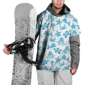 Накидка на куртку 3D с принтом Морские жители в Кировске, 100% полиэстер |  | Тематика изображения на принте: dolphin | дельфин | краб | море | морская звезда | морские | морской конек | осьминог | с дельфином | черепаха
