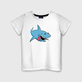 Детская футболка хлопок с принтом Акуленок в Кировске, 100% хлопок | круглый вырез горловины, полуприлегающий силуэт, длина до линии бедер | maneater | акулы | иллюстрация | мег