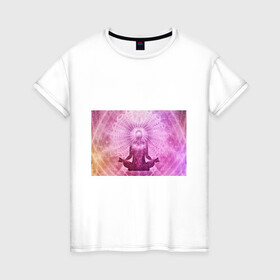 Женская футболка хлопок с принтом Mind в Кировске, 100% хлопок | прямой крой, круглый вырез горловины, длина до линии бедер, слегка спущенное плечо | йога | медитация | мозг | мысли | разум