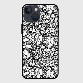 Чехол для iPhone 13 mini с принтом Абстрактная жидкость в Кировске,  |  | Тематика изображения на принте: абстрактный | вода | геометрический | геометрия | дырки | жидкость | нейрографика | петли | плазма | пузыри | пятна | черно белый