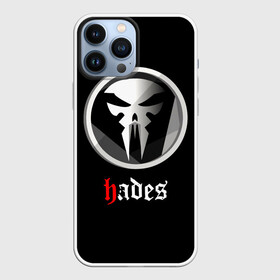 Чехол для iPhone 13 Pro Max с принтом Hades в Кировске,  |  | Тематика изображения на принте: hades | roguelike | бесконечные круги ада | клыки | компьютерная игра | череп | эмблема