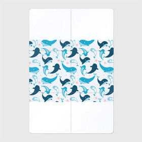 Магнитный плакат 2Х3 с принтом Киты и тюлени в Кировске, Полимерный материал с магнитным слоем | 6 деталей размером 9*9 см | whale | белый кит | кит | киты | корабли | кораблики | маяк | морские | паттерн | синий кит | чайки