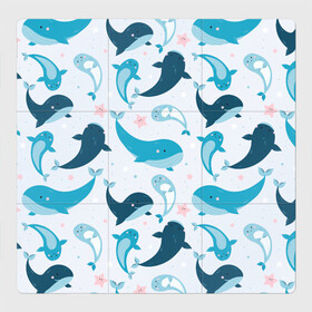 Магнитный плакат 3Х3 с принтом Киты и тюлени в Кировске, Полимерный материал с магнитным слоем | 9 деталей размером 9*9 см | Тематика изображения на принте: whale | белый кит | кит | киты | корабли | кораблики | маяк | морские | паттерн | синий кит | чайки