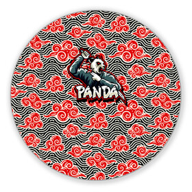 Коврик для мышки круглый с принтом Панда-ниндзя в Кировске, резина и полиэстер | круглая форма, изображение наносится на всю лицевую часть | panda | красные облака | ниндзя | оборотень | панда | япония