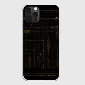 Чехол для iPhone 12 Pro с принтом золотые узоры в Кировске, силикон | область печати: задняя сторона чехла, без боковых панелей | fractal | квадрат | кольца | линии | полоска