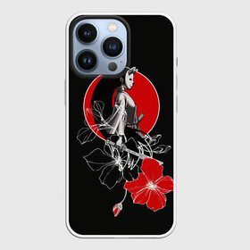 Чехол для iPhone 13 Pro с принтом Девушка кошка самурай в Кировске,  |  | catgirl | алые цветы | аниме | бакэнэко | девушка кошка | кошачьи уши | маска | нэко | онна бугэйся | самурай | цветы | япония
