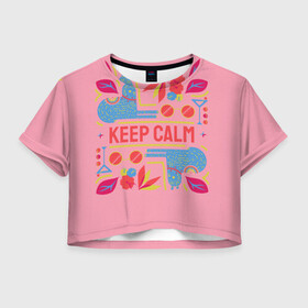 Женская футболка Crop-top 3D с принтом Разноцветное вдохновение в Кировске, 100% полиэстер | круглая горловина, длина футболки до линии талии, рукава с отворотами | вишня | еда | животные | звери | очки | разноцветное | розовое | цветы