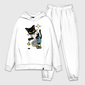 Мужской костюм хлопок OVERSIZE с принтом Tennis Cat в Кировске,  |  | animal | cat | cute | kitty | meow | sport | tennis | друг | животные | киска | китти | кот | котенок | котик | котэ | кошечка | кошка | лев | леопард | милый | мур | мяу | пантера | питомец | рысь | спорт | теннис | тигр