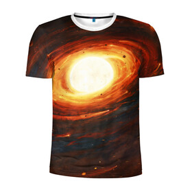 Мужская футболка 3D спортивная с принтом ГАЛАКТИКА КОСМОС СОЛНЦЕ в Кировске, 100% полиэстер с улучшенными характеристиками | приталенный силуэт, круглая горловина, широкие плечи, сужается к линии бедра | space | галактика | звезды | космос | метеориты | огонь | планеты | солнечная система. | солнце