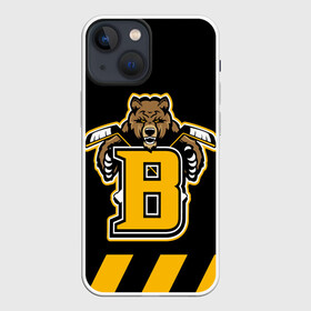 Чехол для iPhone 13 mini с принтом BOSTON BRUINS в Кировске,  |  | black | boston | bruins | hockey | ice | logo | nhl | sport | usa | бостон | брюинз | кубок | логотип | медведь | нхл | спорт | стэнли | хоккей