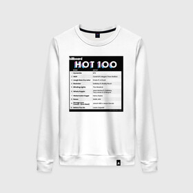 Женский свитшот хлопок с принтом BTS DYNAMITE BILLBOARD HOT-100 в Кировске, 100% хлопок | прямой крой, круглый вырез, на манжетах и по низу широкая трикотажная резинка  | Тематика изображения на принте: bbma | bts | dynamite | j hope | jimin | jin | jk | rm | suga | v | чарт топ