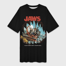 Платье-футболка 3D с принтом Jaws cinema в Кировске,  |  | Тематика изображения на принте: jaws | jaws 2 | jaws movie | кино | челюсти | челюсти 2 | челюсти фильм