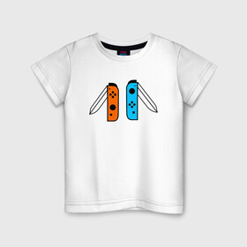 Детская футболка хлопок с принтом NINTENDO SWITCH в Кировске, 100% хлопок | круглый вырез горловины, полуприлегающий силуэт, длина до линии бедер | Тематика изображения на принте: nintendo | switch | заточка | игры | консоль | нинтендо | приставка | свитч