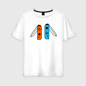 Женская футболка хлопок Oversize с принтом NINTENDO SWITCH в Кировске, 100% хлопок | свободный крой, круглый ворот, спущенный рукав, длина до линии бедер
 | nintendo | switch | заточка | игры | консоль | нинтендо | приставка | свитч