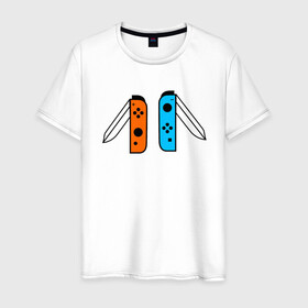 Мужская футболка хлопок с принтом NINTENDO SWITCH в Кировске, 100% хлопок | прямой крой, круглый вырез горловины, длина до линии бедер, слегка спущенное плечо. | nintendo | switch | заточка | игры | консоль | нинтендо | приставка | свитч