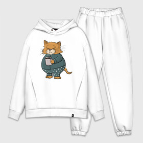 Мужской костюм хлопок OVERSIZE с принтом Сонный Кот в Кировске,  |  | animal | cat | cute | kitty | meow | друг | животные | киска | китти | кот | котенок | котик | котэ | кошечка | кошка | лев | леопард | милый | мур | мяу | пантера | питомец | рысь | тигр