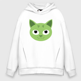 Мужское худи Oversize хлопок с принтом Green Cat в Кировске, френч-терри — 70% хлопок, 30% полиэстер. Мягкий теплый начес внутри —100% хлопок | боковые карманы, эластичные манжеты и нижняя кромка, капюшон на магнитной кнопке | animal | cat | cute | kitty | meow | друг | животные | киска | китти | кот | котенок | котик | котэ | кошечка | кошка | лев | леопард | милый | мур | мяу | пантера | питомец | рысь | тигр