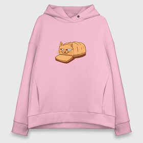 Женское худи Oversize хлопок с принтом Кот хлеб - Bread Cat в Кировске, френч-терри — 70% хлопок, 30% полиэстер. Мягкий теплый начес внутри —100% хлопок | боковые карманы, эластичные манжеты и нижняя кромка, капюшон на магнитной кнопке | kitten | kitty | meme | memes | puss | pussy | pussycat | батон | булка | булочка | киса | киска | кисуля | кот из мема | котёнок | котик | котята | кошка | мем | мемас | мемчик | не еш подумой | не ешь подумай | нееште меня | 