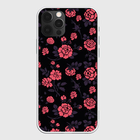 Чехол для iPhone 12 Pro Max с принтом Ночные розы в Кировске, Силикон |  | арт | красная роза | красные розы | ночь | рисунок | роза | розовая роза | розовые розы | розы | тёмный фон | цветок | цветы | чёрное | яркие цветы | яркий цветок