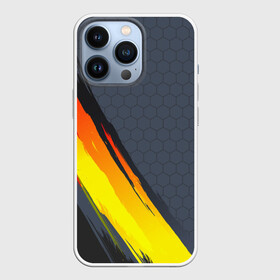 Чехол для iPhone 13 Pro с принтом Gray Yellow Style в Кировске,  |  | Тематика изображения на принте: 3d | 3д | sport | абстракция | линии | паттерн | соты | спортивный стиль | текстуры