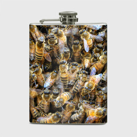 Фляга с принтом Пчёлы в Кировске, металлический корпус | емкость 0,22 л, размер 125 х 94 мм. Виниловая наклейка запечатывается полностью | живность | животное | животные | насекомое | насекомые | пчела | пчёлка | пчёлки | пчёлы