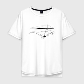 Мужская футболка хлопок Oversize с принтом Тирекс динозавр на дельтаплане в Кировске, 100% хлопок | свободный крой, круглый ворот, “спинка” длиннее передней части | t rex | дельтаплан | динозавр | полет | тирекс