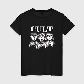 Женская футболка хлопок с принтом Kid Cult Детский культ Ужасы в Кировске, 100% хлопок | прямой крой, круглый вырез горловины, длина до линии бедер, слегка спущенное плечо | Тематика изображения на принте: devil | fear | horror | horror merch | occult | religion | ritual | satanic | satanism | демон | дети | дети кукурузы | детский культ | дьявол | культизм | оккультизм | прикол | религия | ритуал | сатана | сатанизм | секта | ужас | ужастик