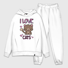 Мужской костюм хлопок OVERSIZE с принтом I Love Cats в Кировске,  |  | animal | cat | cute | kitty | love | meow любовь | друг | животные | киска | китти | кот | котенок | котик | котэ | кошечка | кошка | милый | мур | мяу | питомец