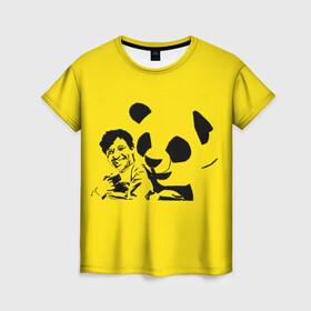 Женская футболка 3D с принтом Панда в Кировске, 100% полиэфир ( синтетическое хлопкоподобное полотно) | прямой крой, круглый вырез горловины, длина до линии бедер | добрый | забавный | китай | медведь | пушистый | черно белый
