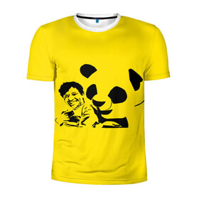 Мужская футболка 3D спортивная с принтом Панда в Кировске, 100% полиэстер с улучшенными характеристиками | приталенный силуэт, круглая горловина, широкие плечи, сужается к линии бедра | добрый | забавный | китай | медведь | пушистый | черно белый