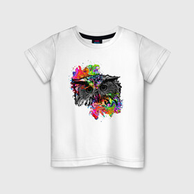 Детская футболка хлопок с принтом взгляд совы в Кировске, 100% хлопок | круглый вырез горловины, полуприлегающий силуэт, длина до линии бедер | арт | краски | перья | птица | сова | цвет