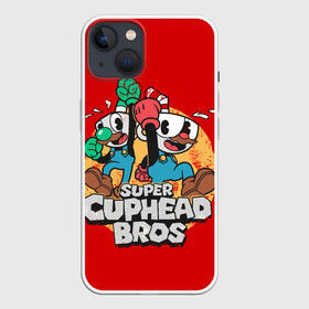 Чехол для iPhone 13 с принтом Super Cuphead Bros в Кировске,  |  | arkade | cup head | cuphead | game | games | mario | аркада | игра | игры | кап хэд | капхед | купа хэд | марио | сгз руфв | сгзруфв | чашкоголовый